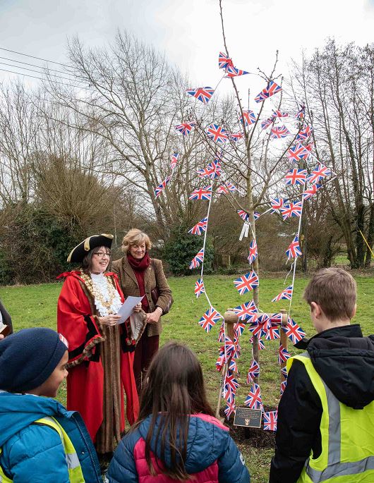 Visit by High Sheriff of Wiltshire 6th March 2023 to Dedicate Platinum Jubilee Tree